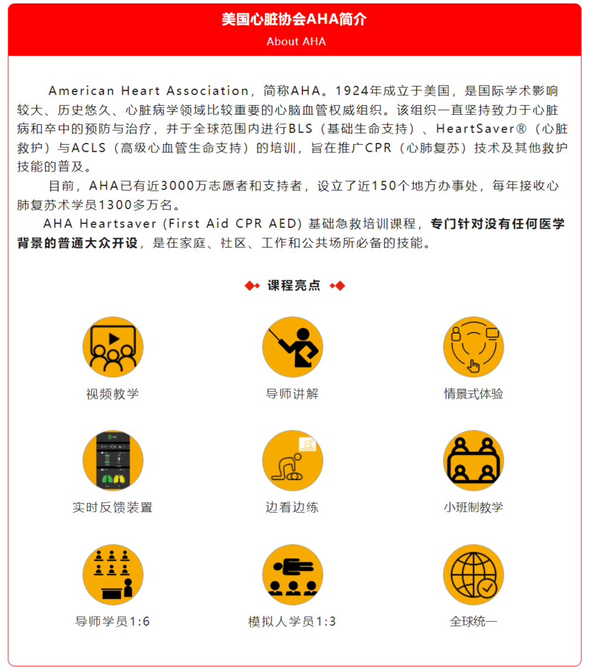 美国AHA基础生命支持BLS培训